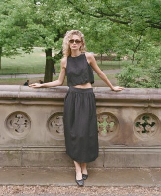 Women's Birdie Linen-Blend Midi Skirt