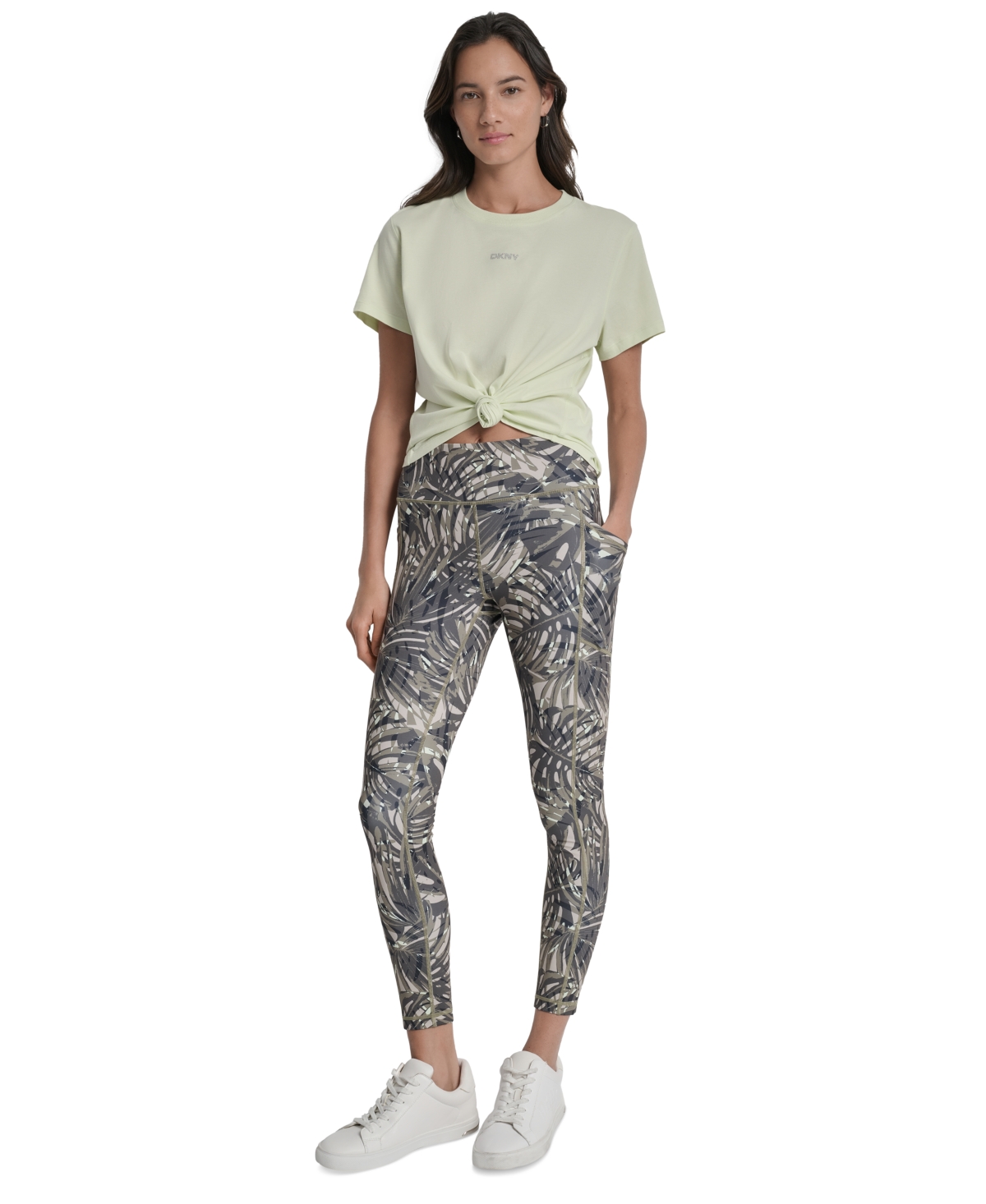 Dkny Women's Studded-logo T-shirt In Green