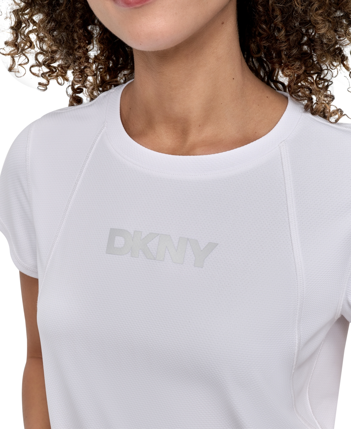 Dkny Sport Women's Tech Logo Raglan-sleeve T-shirt In White
