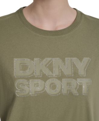 Women's Rhinestone-Logo Drop-Shoulder T-Shirt