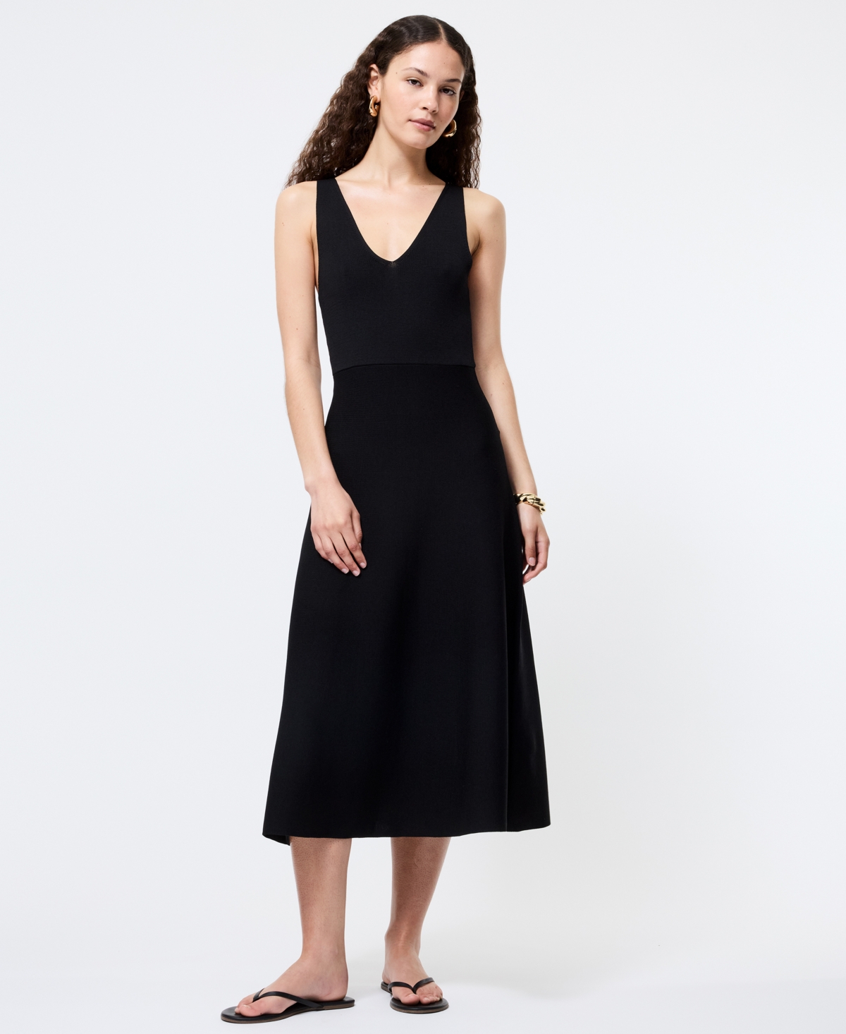 Women's V-Neck Fit & Flare Midi Dress - Miami Orange