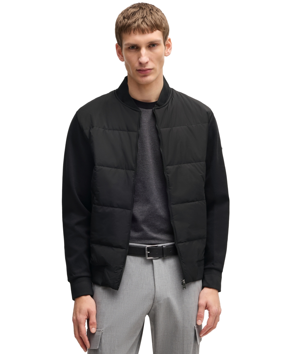 Boss by Hugo Boss Men's Cotton-Blend Zip-Up Padded Jacket - Black