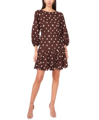 Women's 3/4-Sleeve Dot Mini Dress