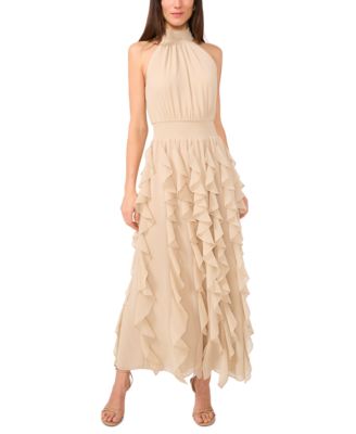 1.STATE - Women's Halter Ruffle Maxi Dress