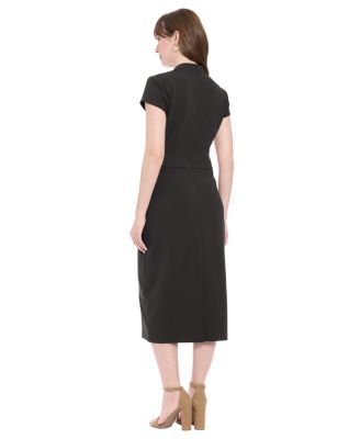 Women's Short-Sleeve V-Neck Midi Dress