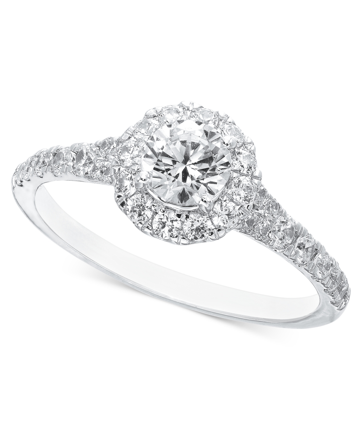 Diamond Halo Engagement Ring (1 ct. t.w.) in 14k White Gold or 14k Yellow Gold - White Gold