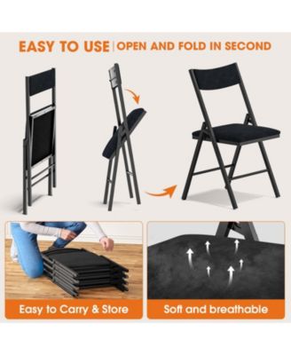 4-Pack Padded Folding Chair Set with Cushioned Seat & Backrest for Home, Office, Dining, or Events