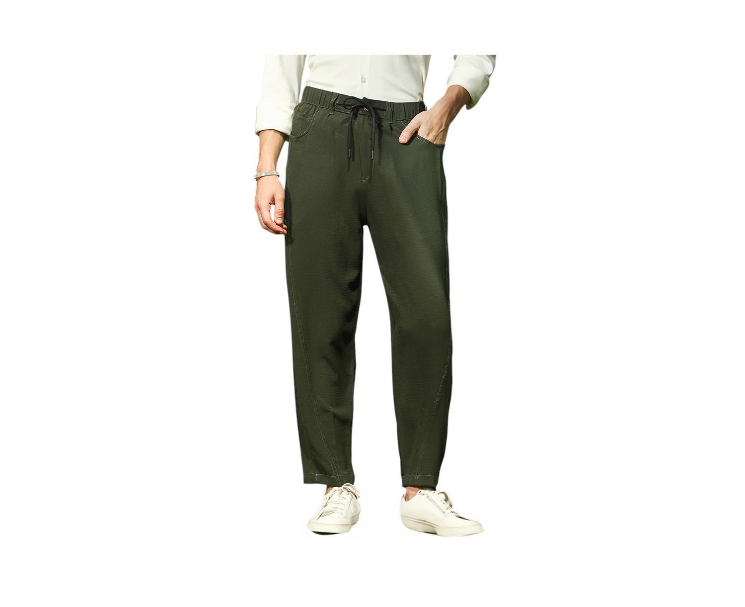 Men's Sacramento Green Tapered Tailored Trousers