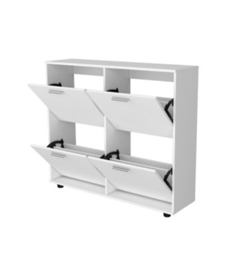 Nutrioso Tilt-Out Shoe Storage Cabinet with Multiple Compartments and Modern Desig, White