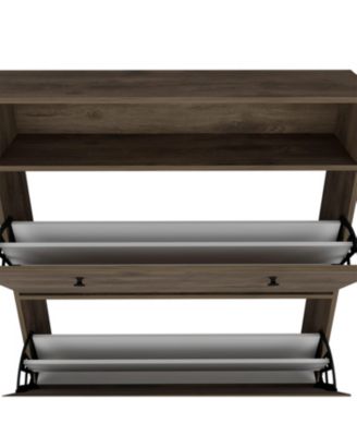 Wayne Shoe Rack 46" H, One Open Storage Shelf, Two Internal Storage Drawers, Two Doors