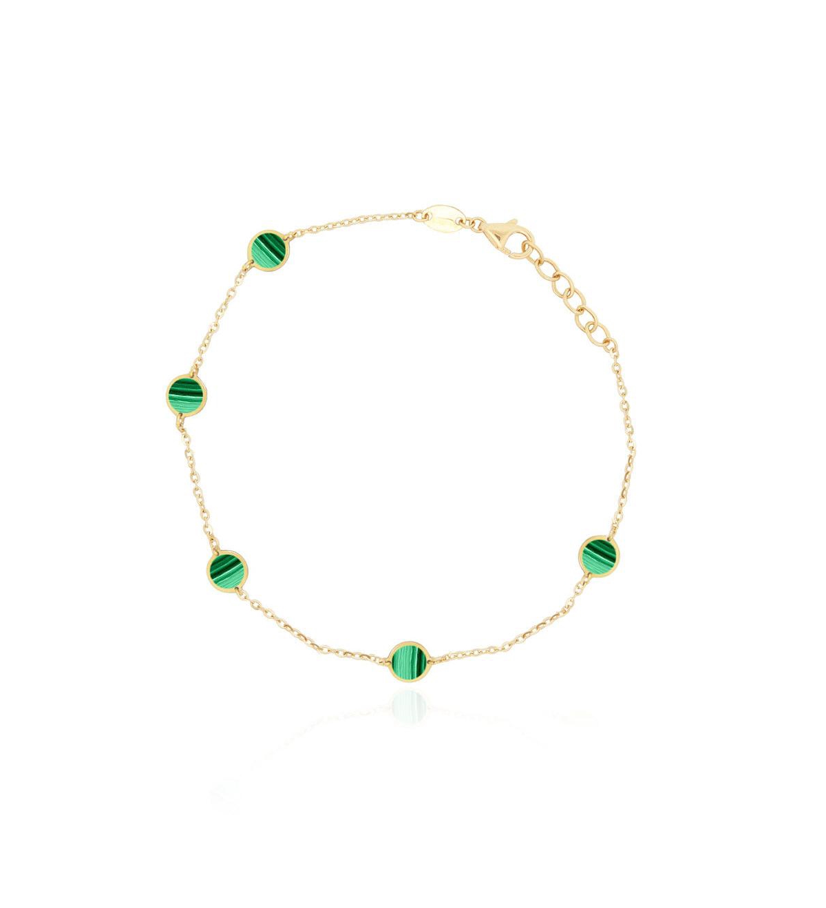 The Lovery Malachite Bubble Chain Bracelet 14K Gold