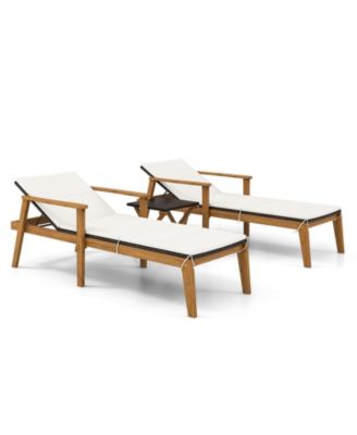 Set Of 4 Outdoor Chaise Lounge Chair Set w/ Armrests & 4-Level Backrest for Poolside