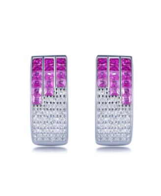 Suzy Levian Sterling Invisible Set Cubic Zirconia Huggie Earrings