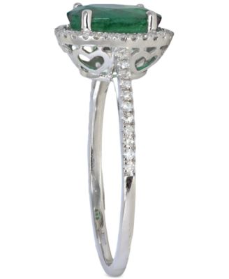 Emerald (1-5/8 ct. t.w.) & Diamond (1/5 ct. t.w.) Halo Ring in 14k White Gold