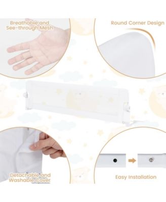 Kids Swing-Down Foldable Bed Rail Guard with Safety Strap Adjustable