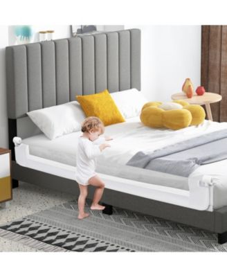 Kids Swing-Down Foldable Bed Rail Guard with Safety Strap Adjustable
