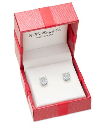 Macy's - Diamond Halo Stud Earrings (1/3 ct. t.w.) in 14k Gold