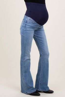 Maternity Light Blue Vintage Wash Flare Jeans