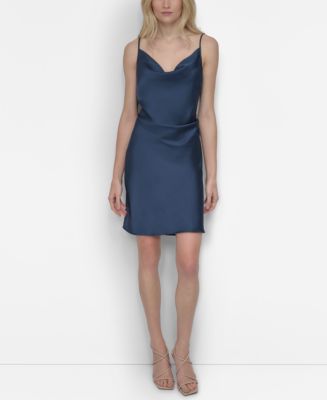 dkny サテン　レーヨン DKNY Women's Satin Cowlneck Sleeveless Slip Dress - Macy's