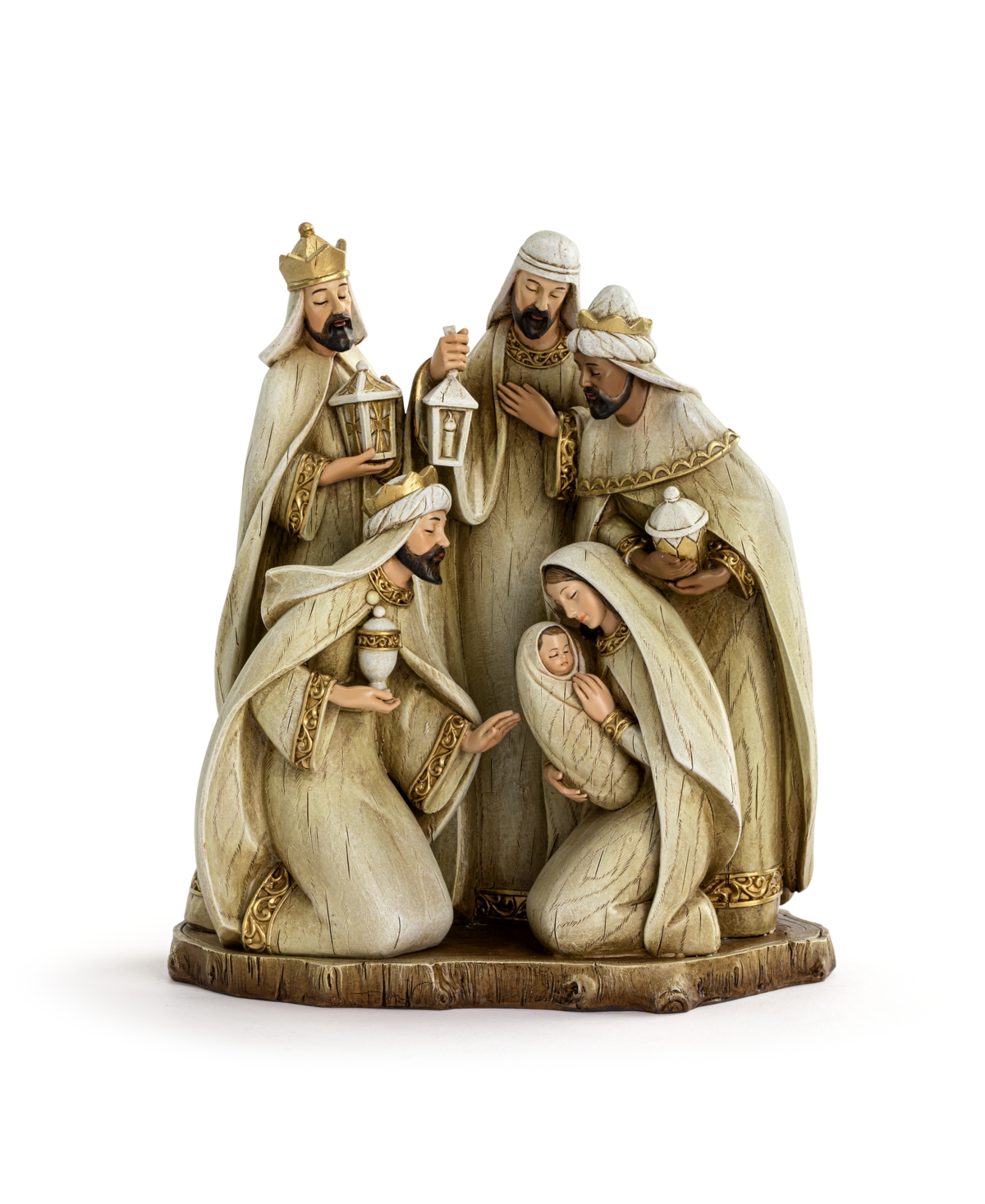 Napco 9" Holy Family And The Three Wise Men Nativity In White