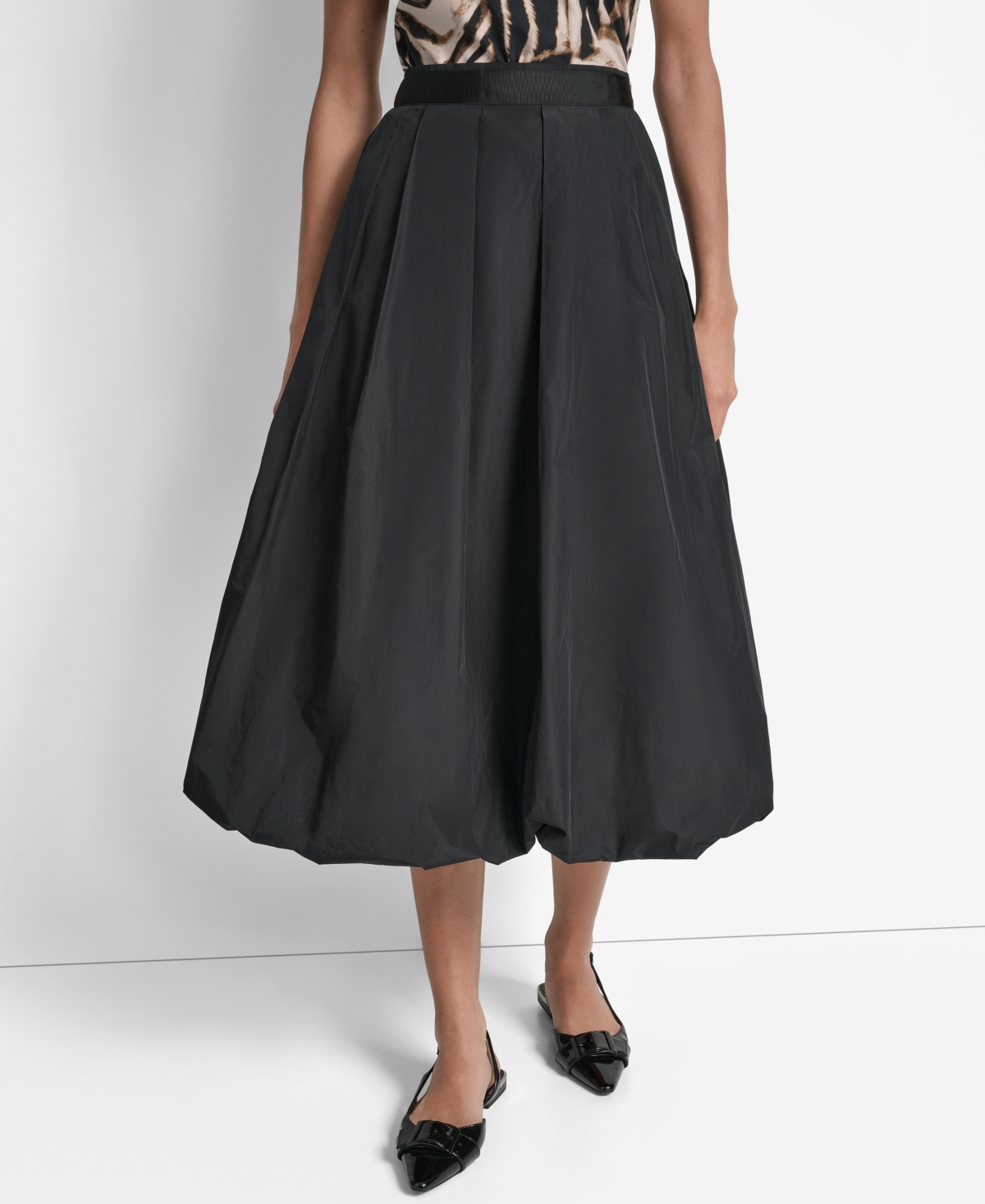 Dkny Women's Bubble-hem A-line Midi Skirt In Black