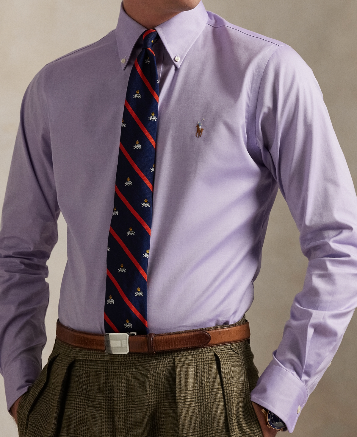 Polo Ralph Lauren Men's Classic-fit Pinpoint Oxford Shirt In Purple