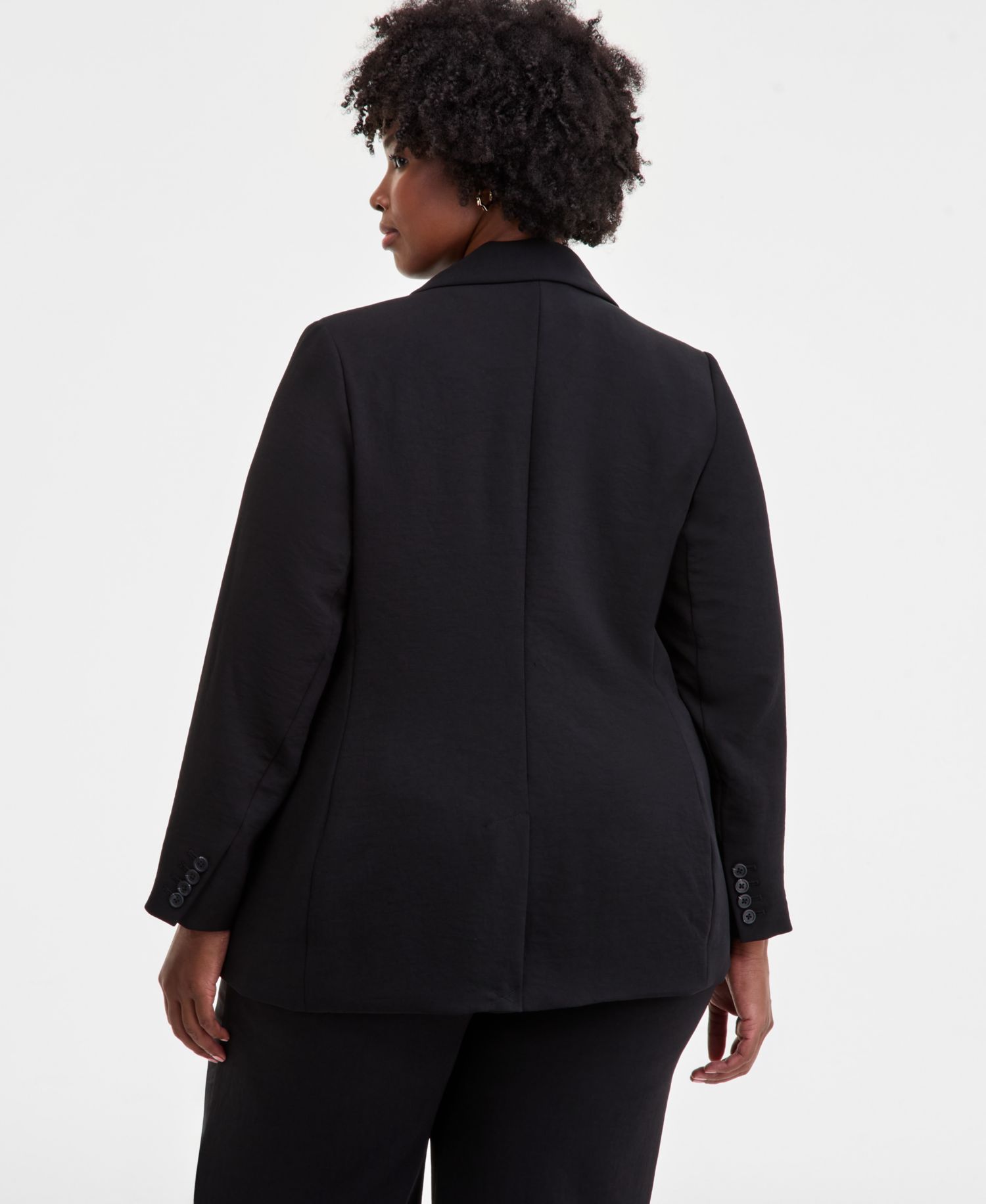 Trendy Plus One-Button Notch-Collar Blazer