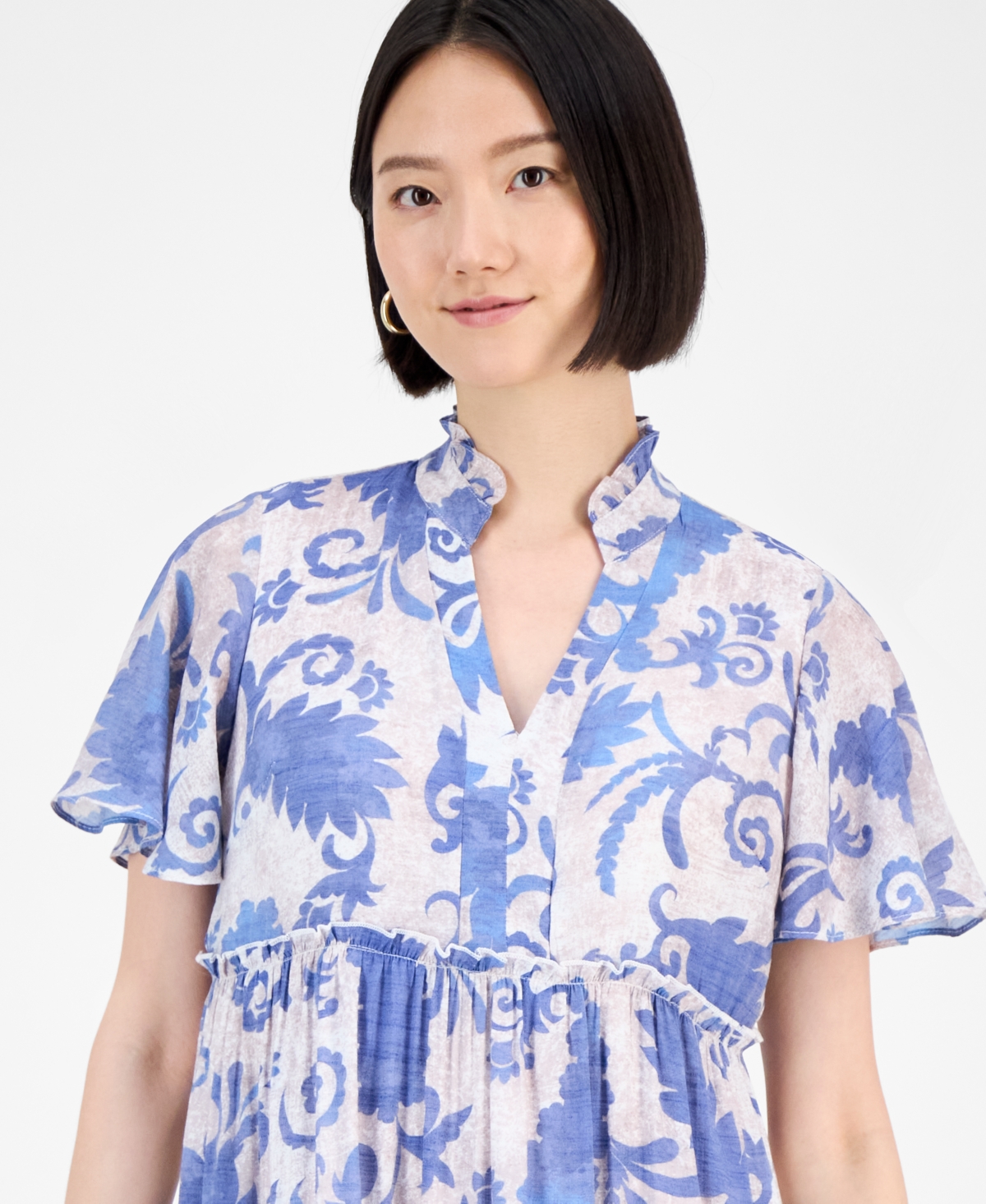 Sandra Darren Women's Printed Short-sleeve Shift Dress In Blue