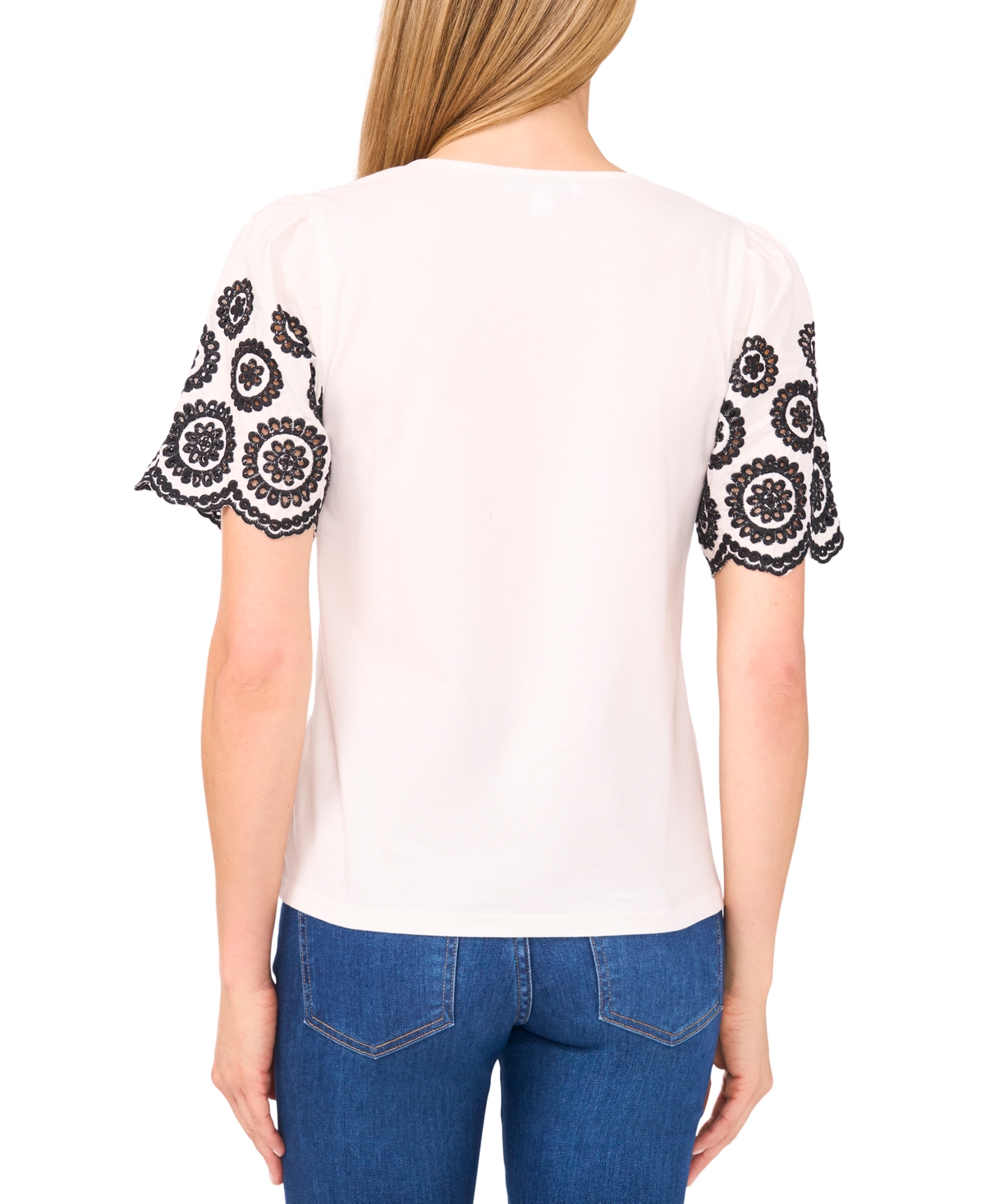 CeCe Women's Embroidered-Sleeve Top