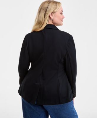 Trendy Plus Size Longline Pont&eacute;-Knit Blazer, Created for Macy's