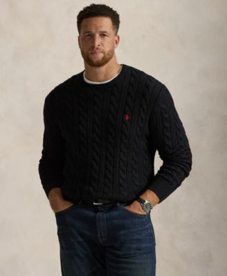 Men's Big & Tall Cable-Knit Cotton Sweater