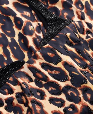 Juniors' Beaded Mixed-Media Bodycon Dress