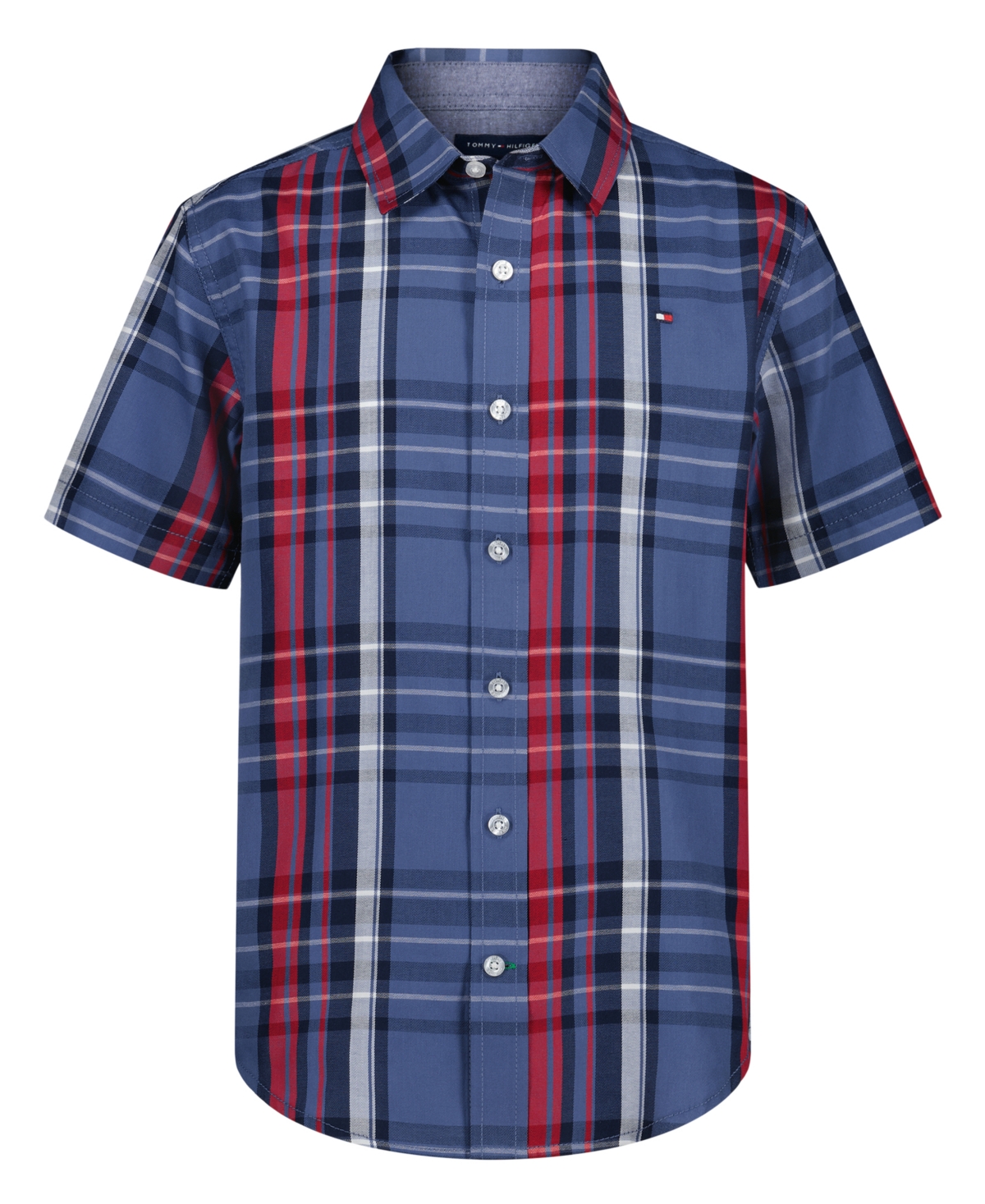 Tommy Hilfiger Big Boys Plaid Short Sleeve Woven Shirt In Multi
