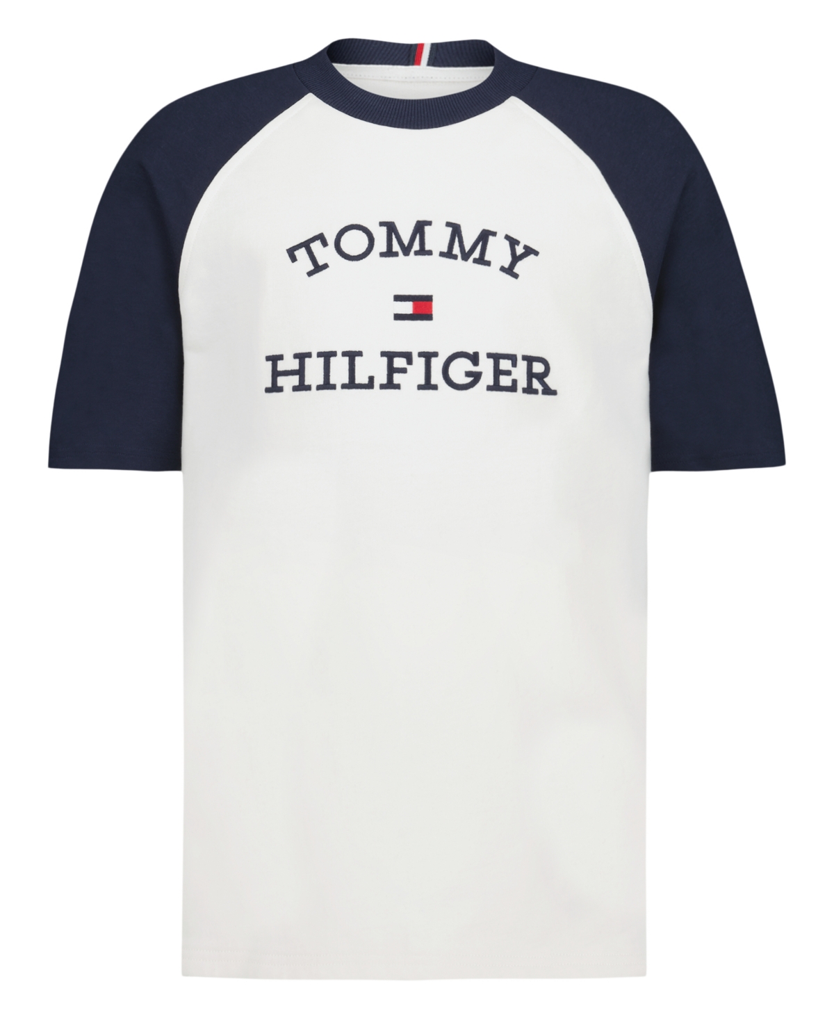 Tommy Hilfiger Big Boys Raglan Terry Short Sleeve Knit T-shirt In White