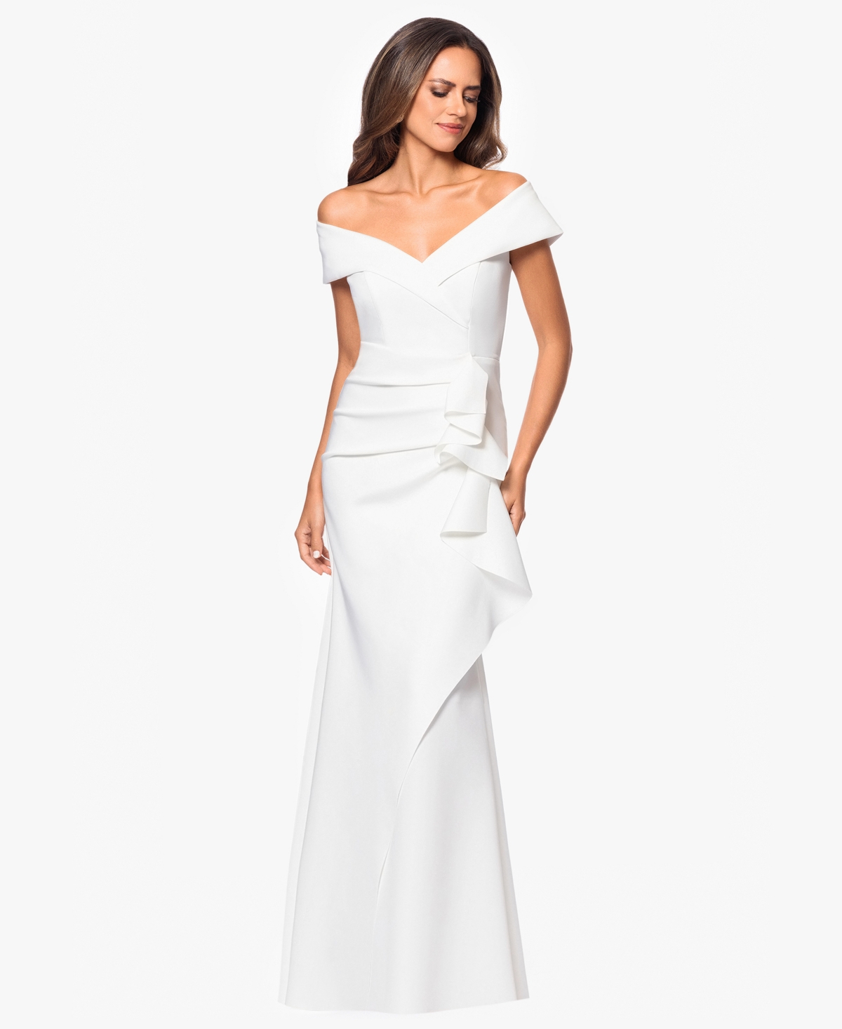 Xscape Petite Off-the-shoulder Ruffle Gown