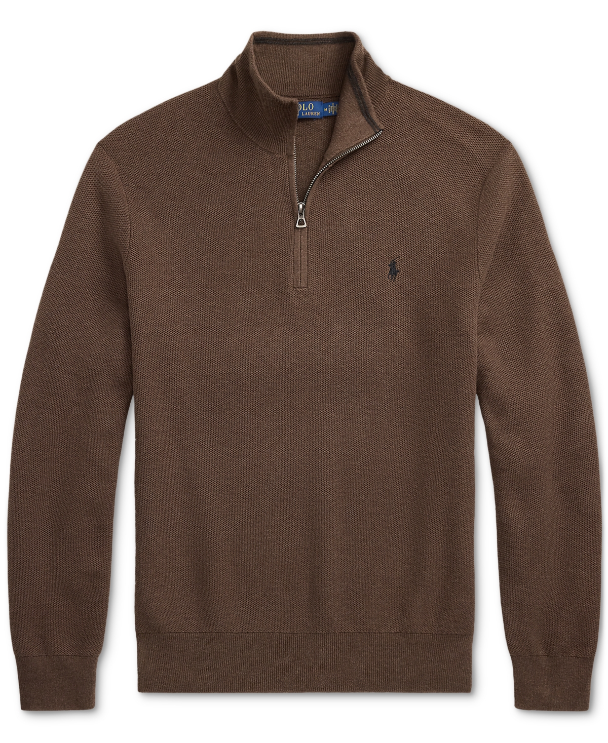 Polo Ralph Lauren Men's Mesh-knit Cotton Quarter-zip Sweater In Brown
