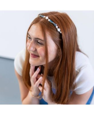 Wavy Oyster Pearl Headband - Ocean Blue