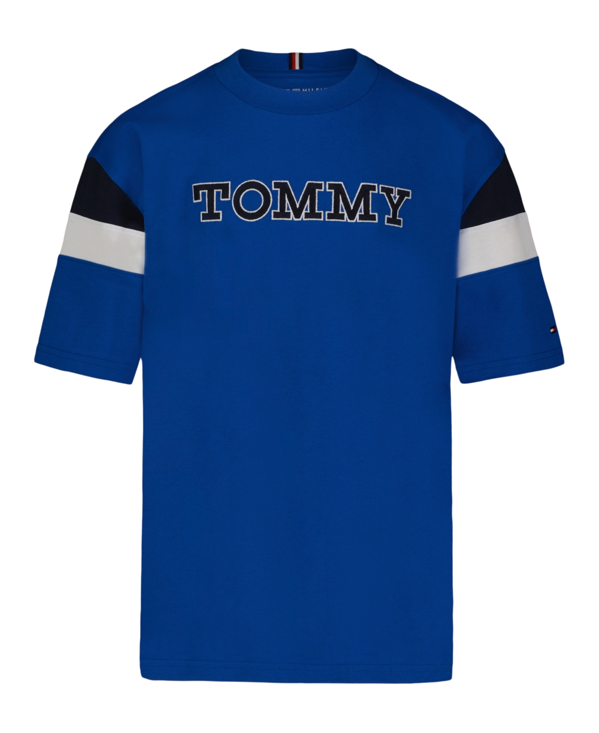 Tommy Hilfiger Big Boys Sleeve Blocking Short Sleeve T-shirt In Blue