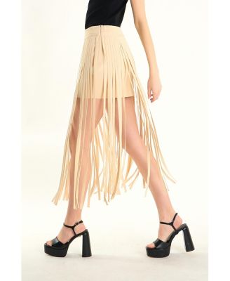 Women's Knit Fringe Skirt
