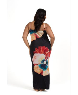 Women's Strappy Floral Print Mesh Maxi Dress