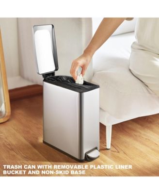 2.6 Gal./10 Liter Slim Stainless Steel Step-on Trash Can for Bathroom and Office