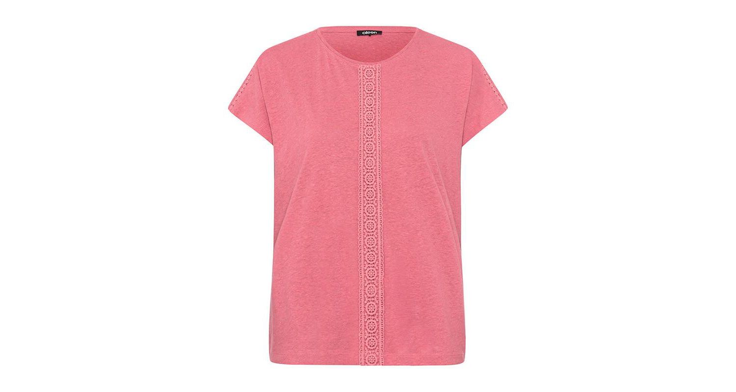 Embroidered Trim Cotton Linen Tee