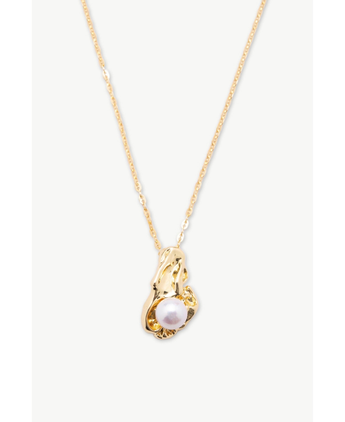 Nyla Molten Freshwater Pearl Pendant Necklace - Silver