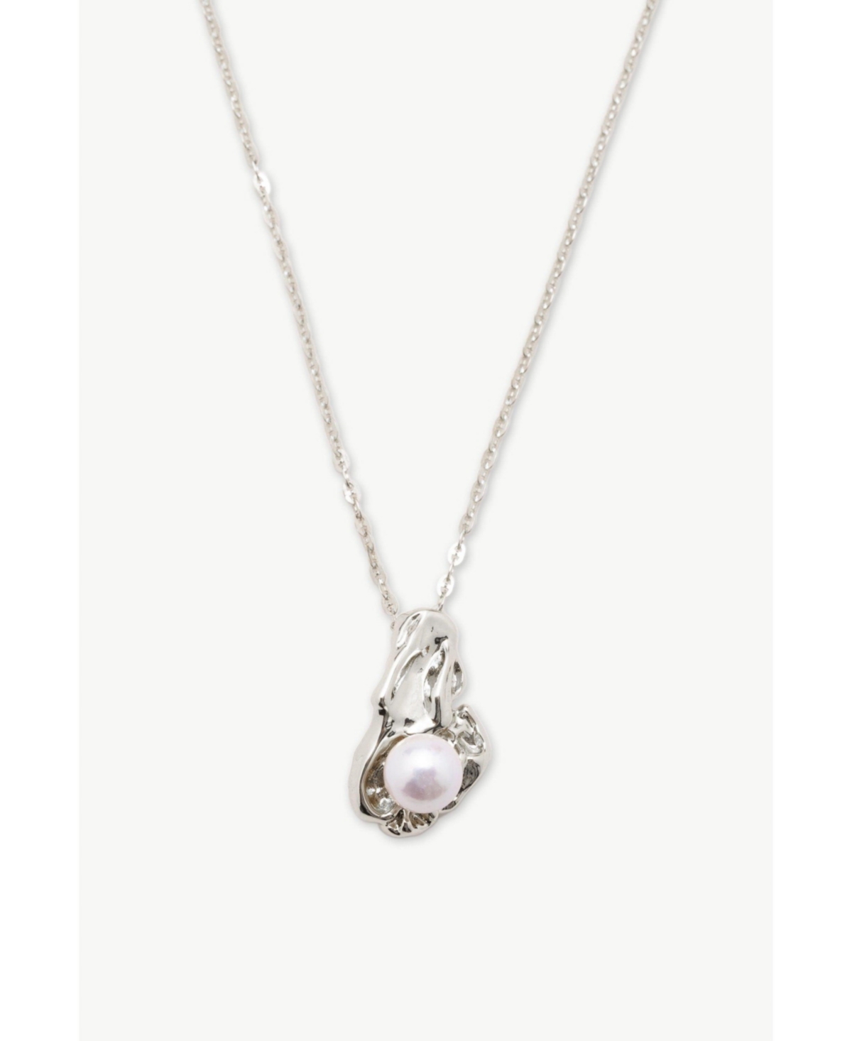 Nyla Molten Freshwater Pearl Pendant Necklace - Silver