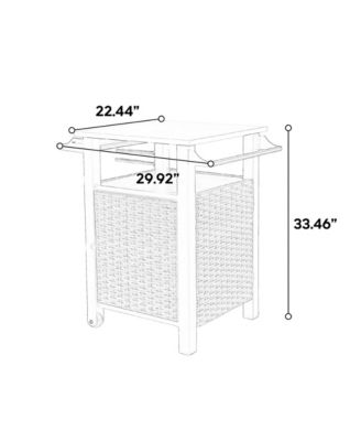 Wicker Bar Cart with Wheels & Stainless Top