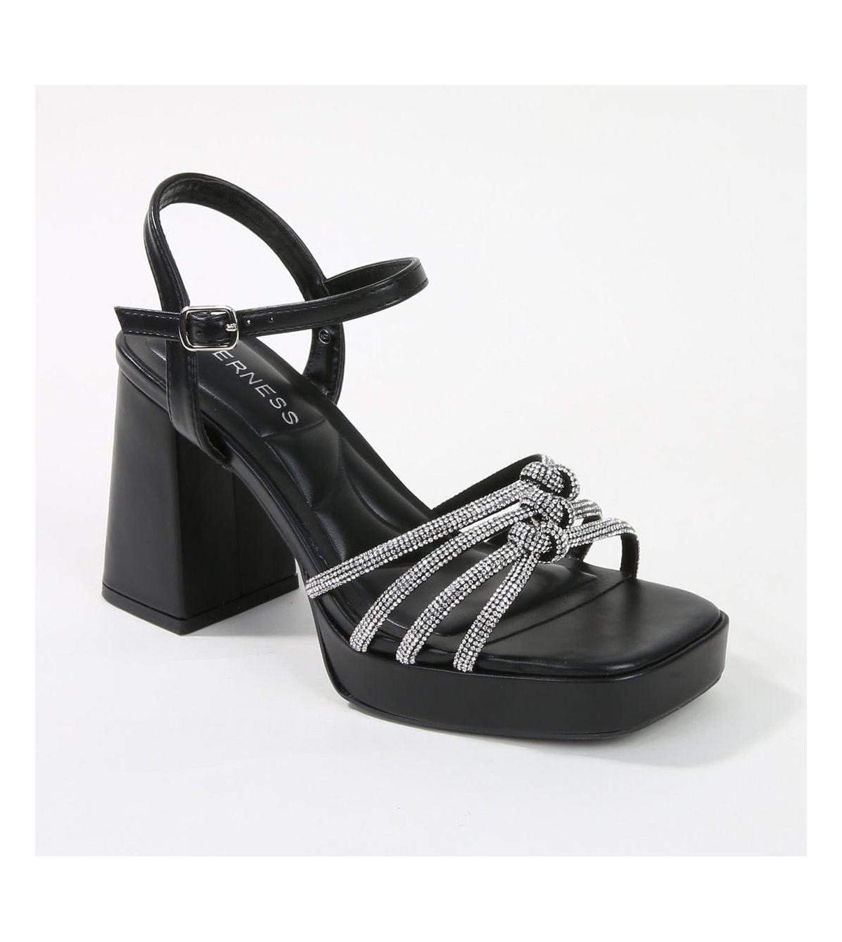 Amar Knotted Rhinestone Platform Heels - Silver