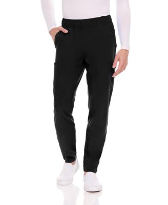 Men's Men Scrubs Set - Stretch V-Neck Scrub Top with 7-Pocket Pants Workwear Wine Large