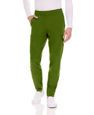 Men's Men Scrubs Set - Stretch V-Neck Scrub Top with 7-Pocket Pants Workwear Wine Large