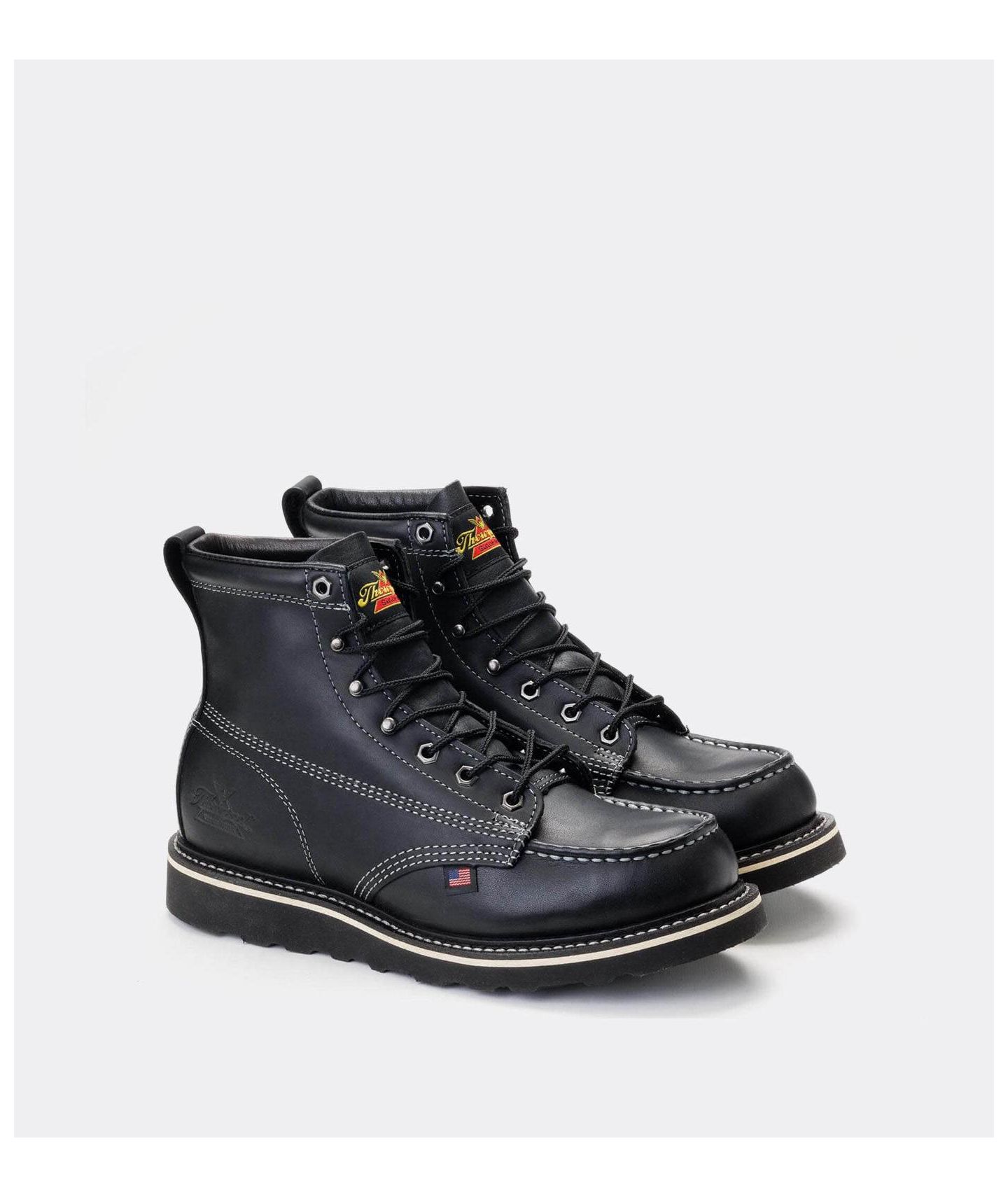 Мужские ботинки Thorogood American Heritage Midnight 6" Black Moc Toe Work Boots for Men, цвет: Чёрный — фото 3