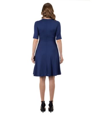 24seven Comfort Petite Apparel A Line Knee Length Dress Elbow Length Sleeves